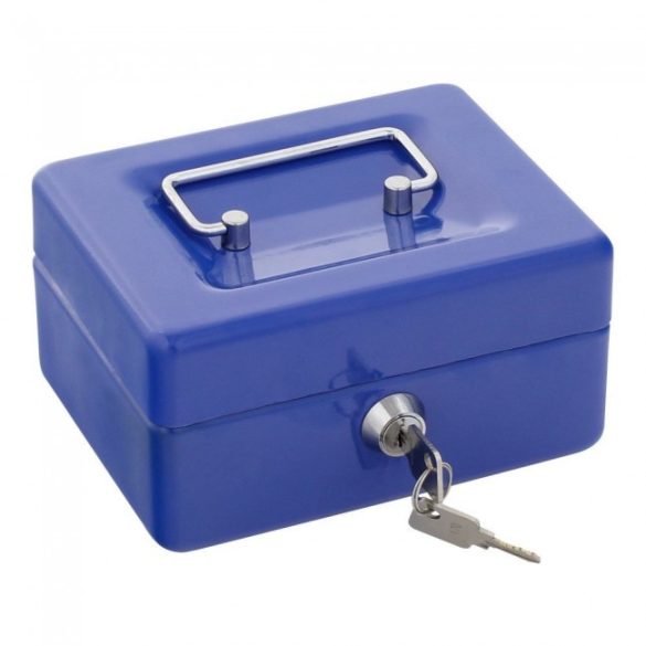 Traun1 pénzkazetta kulcsos zárral kék színben 85x150x130mm