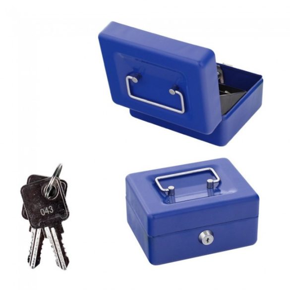 Traun1 pénzkazetta kulcsos zárral kék színben 85x150x130mm