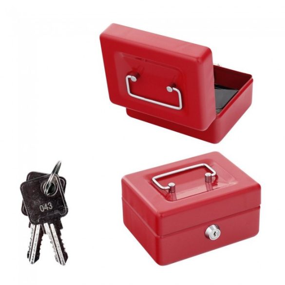 Traun1 pénzkazetta kulcsos zárral piros színben 85x150x130mm