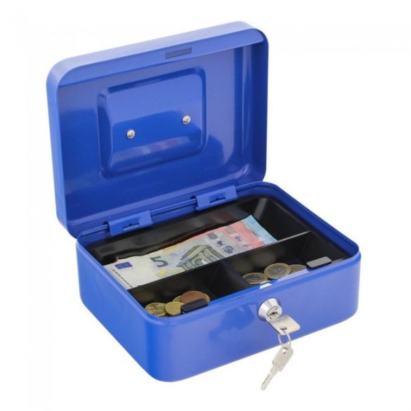 Traun2 pénzkazetta kulcsos zárral kék színben 90x200x165mm
