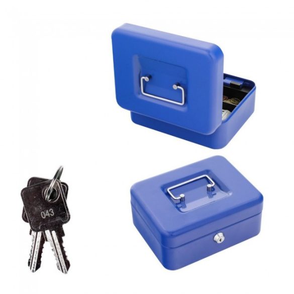 Traun2 pénzkazetta kulcsos zárral kék színben 90x200x165mm