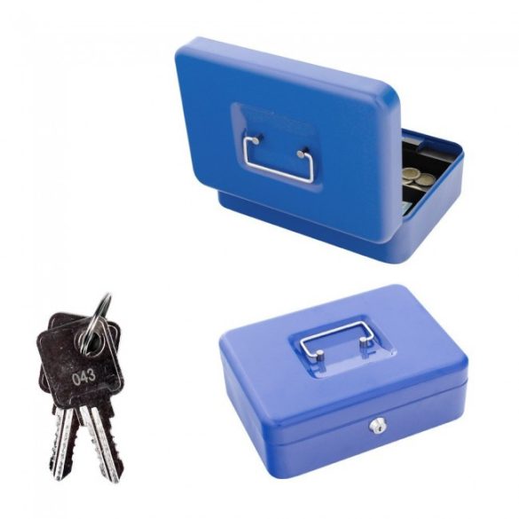 Traun3 pénzkazetta kulcsos zárral kék színben 90x250x185mm