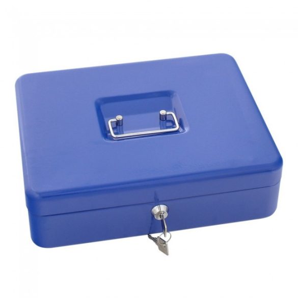 Traun4 pénzkazetta kulcsos zárral kék színben 90x300x245mm