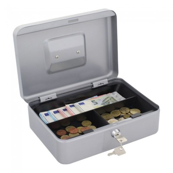 Traun3 pénzkazetta kulcsos zárral ezüst színben 90x250x185mm