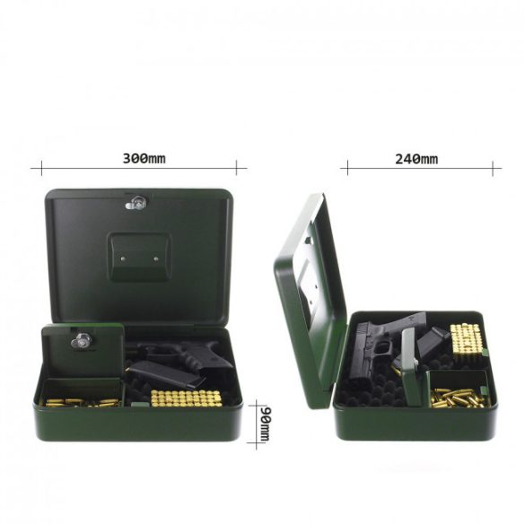 GunBox fegyvertároló kazetta kulcsos zárral 300x240x90mm