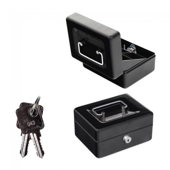 HomestarCash1 pénzkazetta kulcsos zárral fekete színben 85x150x130mm