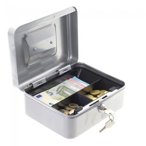 HomestarCash2 pénzkazetta kulcsos zárral ezüst színben 90x200x165mm