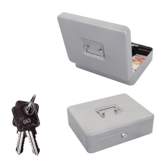 HomestarCash4 pénzkazetta kulcsos zárral ezüst színben 90x300x245mm