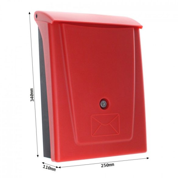 Rottner Posta műanyag postaláda kulcsos zárral piros színben 340x250x110mm