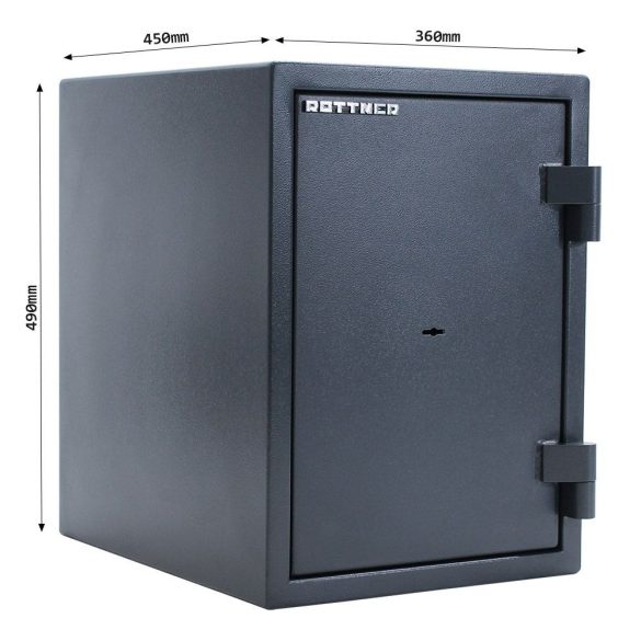 Rottner FireHero50 tűzálló és betörésbiztos páncélszekrény kulcsos zárral 490x360x450mm