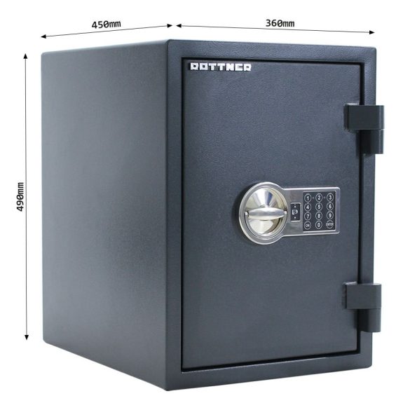 Rottner FireHero50 tűzálló és betörésbiztos páncélszekrény elektronikus zárral 490x360x450mm
