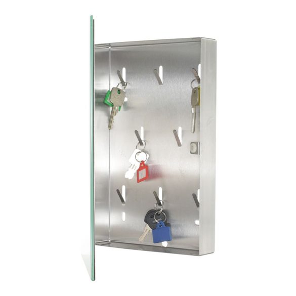 Key Glass White fehér kulcstároló üvegajtóval mágneses zárral 300x200x40mm